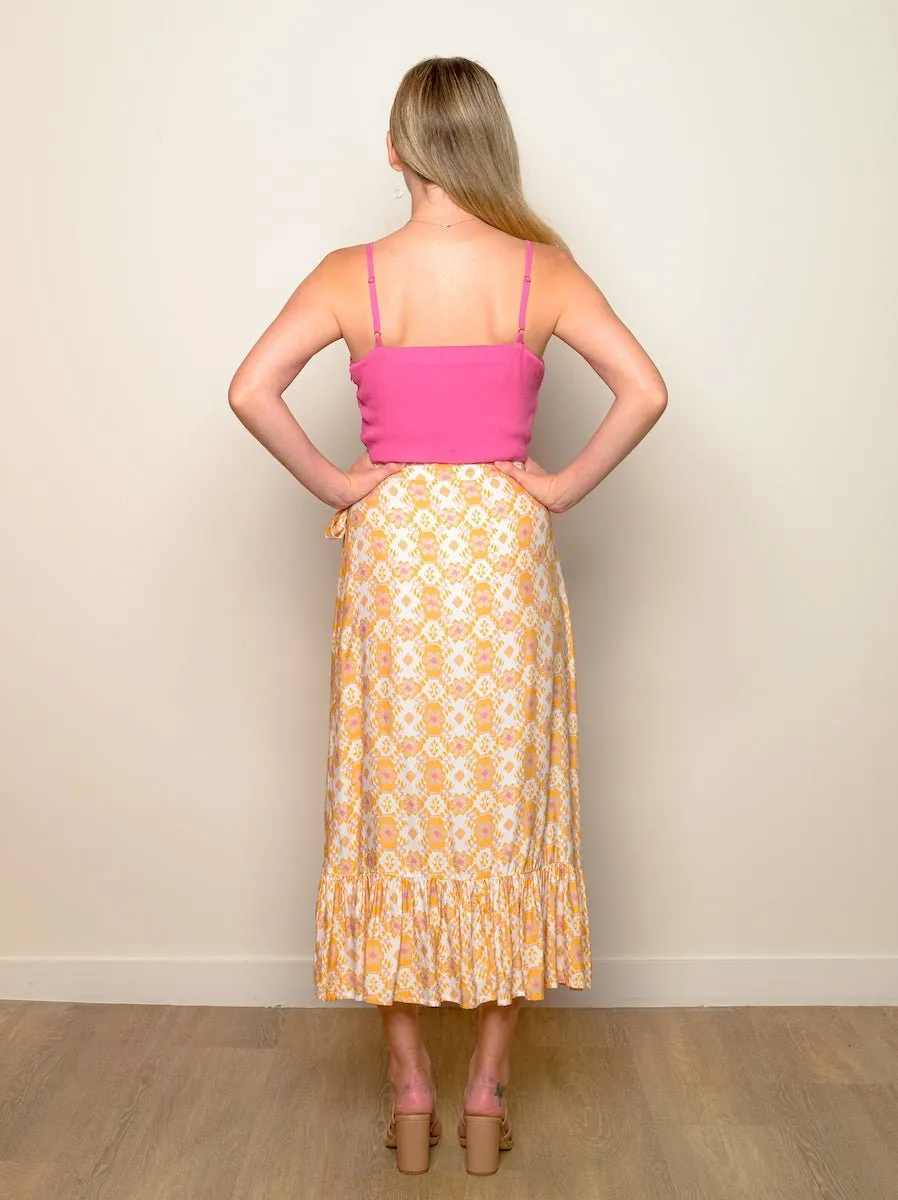 Floral Print "Mellow" Wrap Skirt