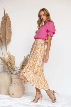 Floral Print "Mellow" Wrap Skirt