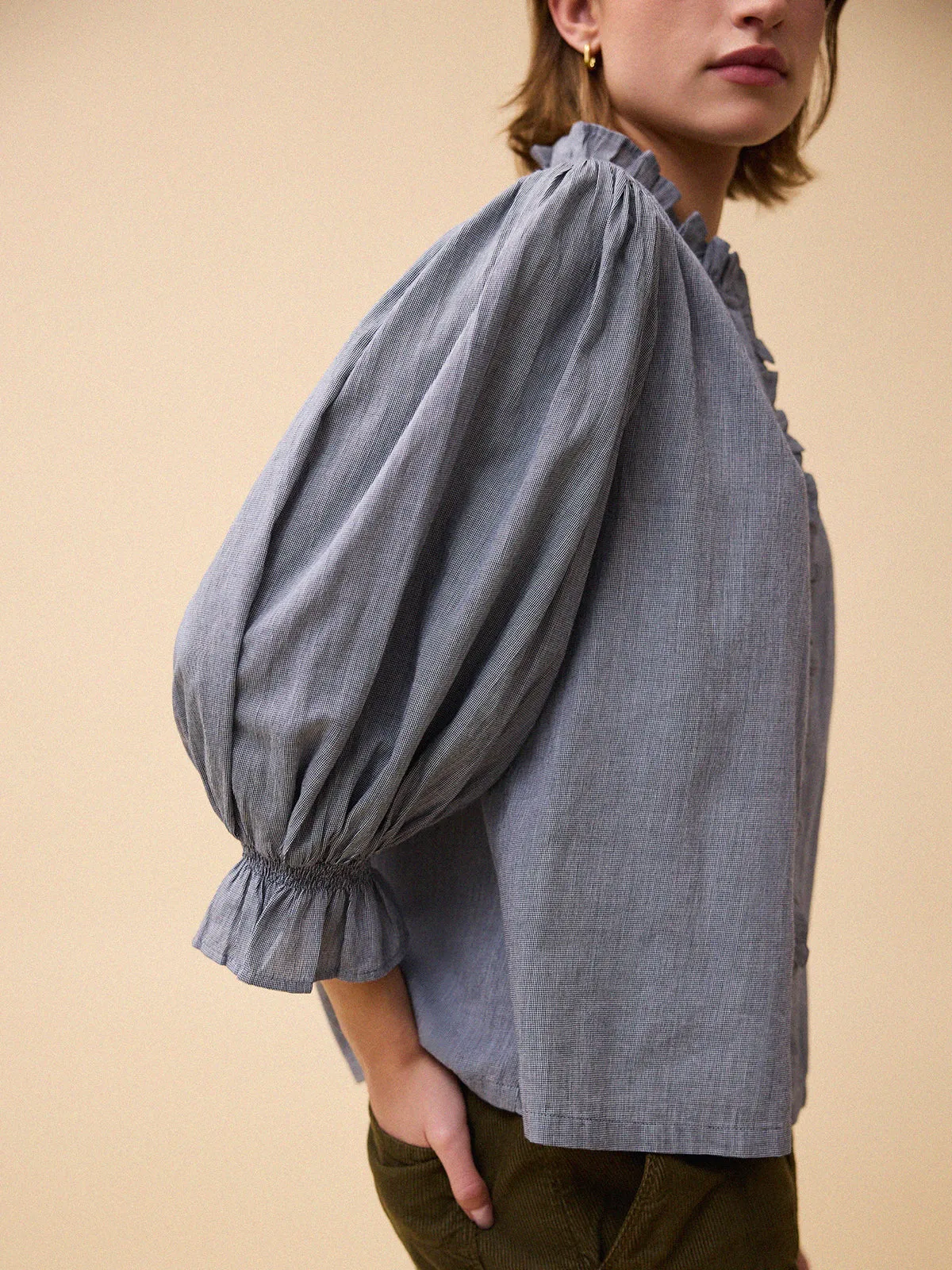 Frankie Mini Gingham Blouse - Grey