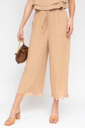 Frayed Hem Tie Pants