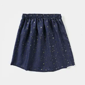 Girls Denim Short Skirt Moon Stars-Blue