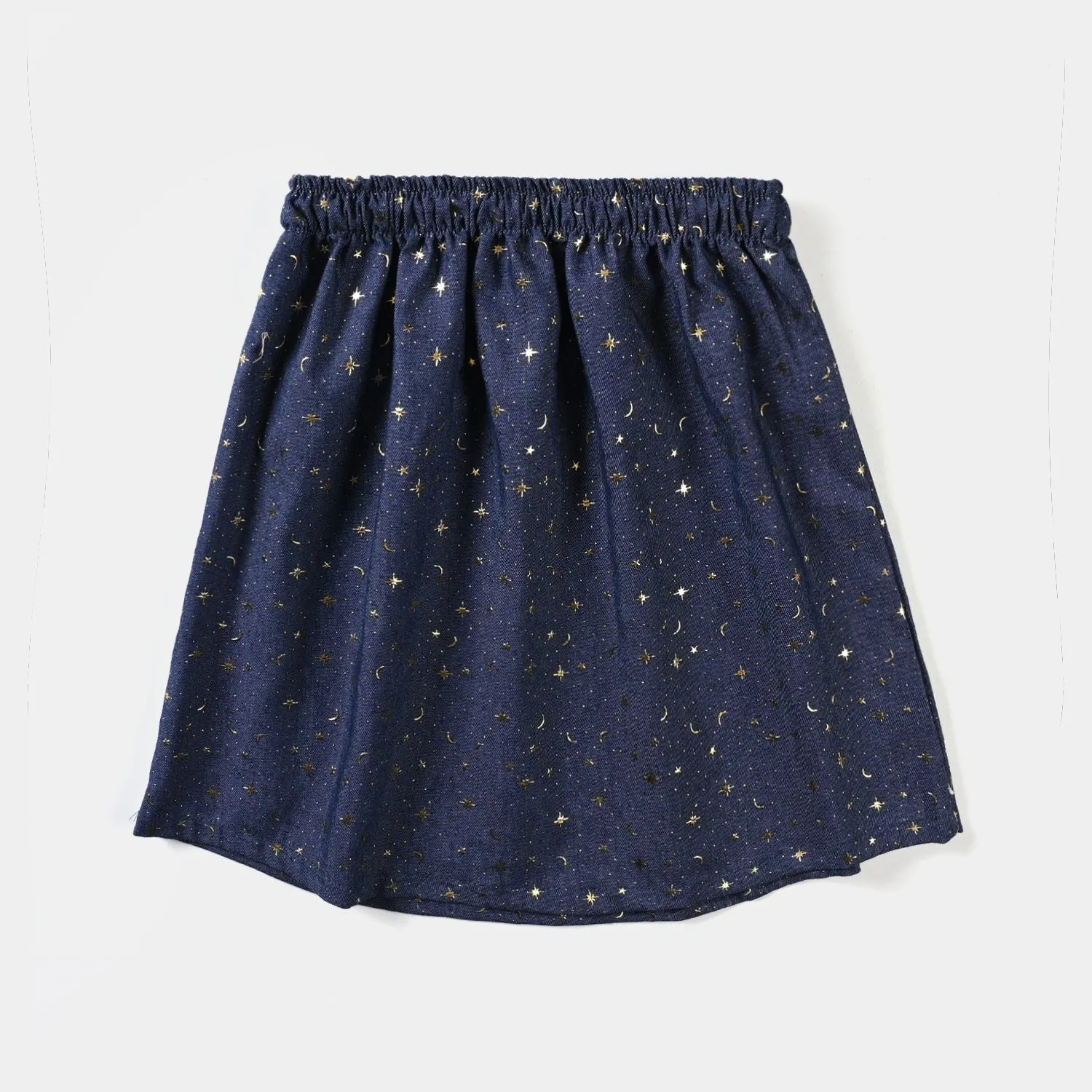 Girls Denim Short Skirt Moon Stars-Blue