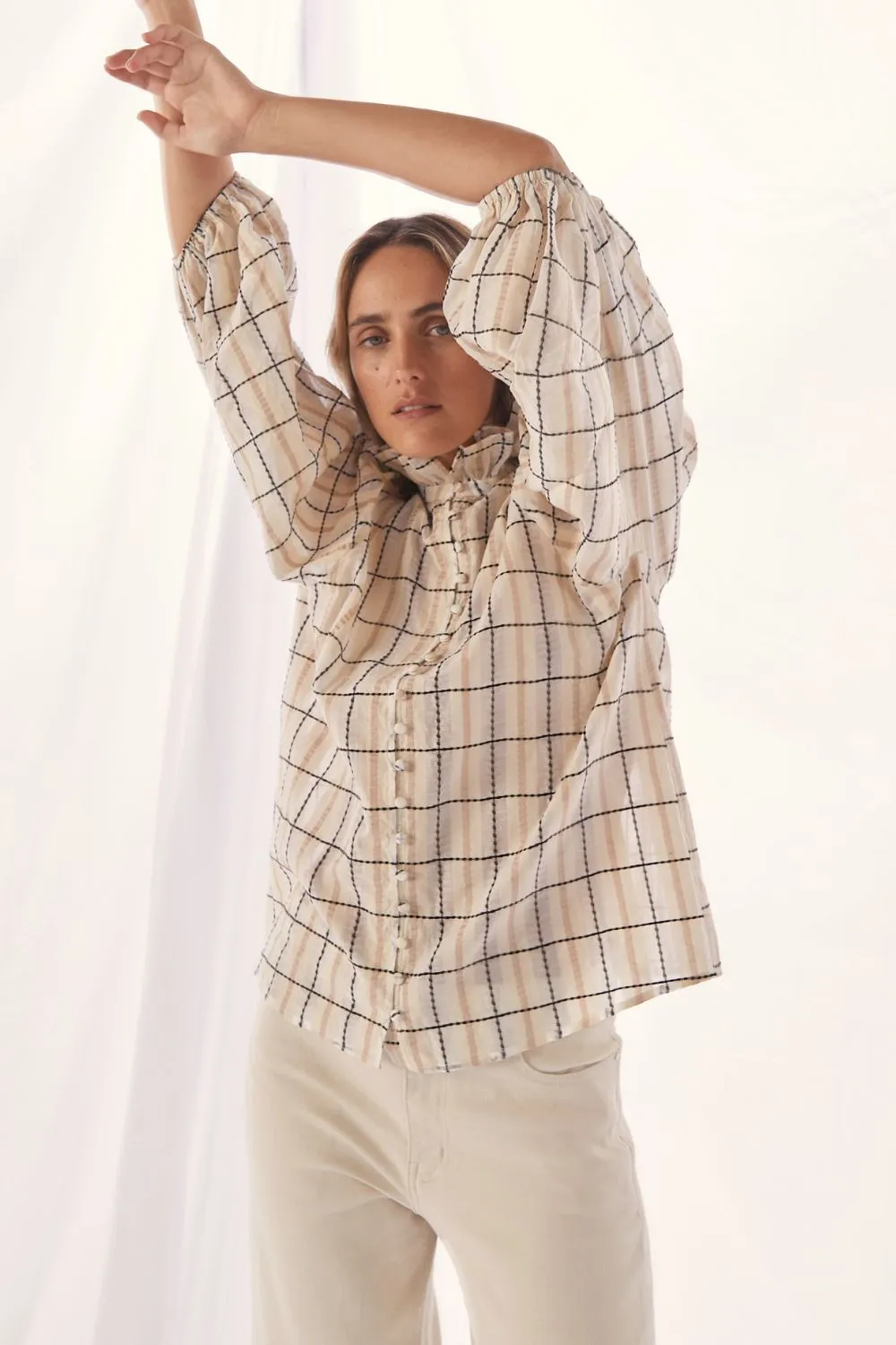 grant top - ivory check