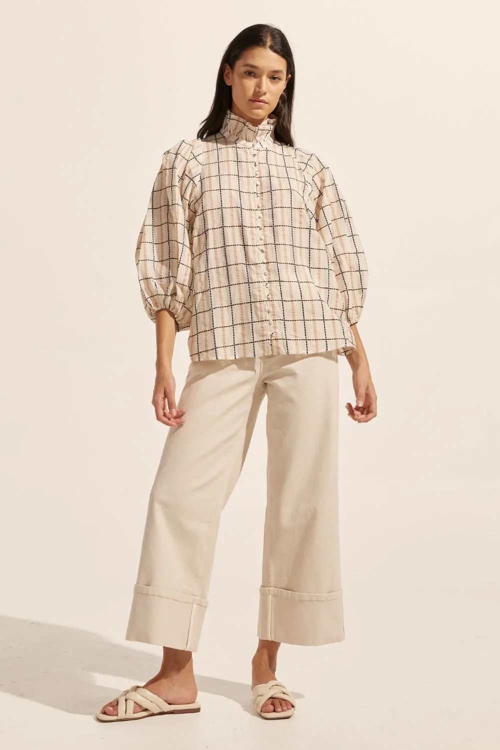 grant top - ivory check