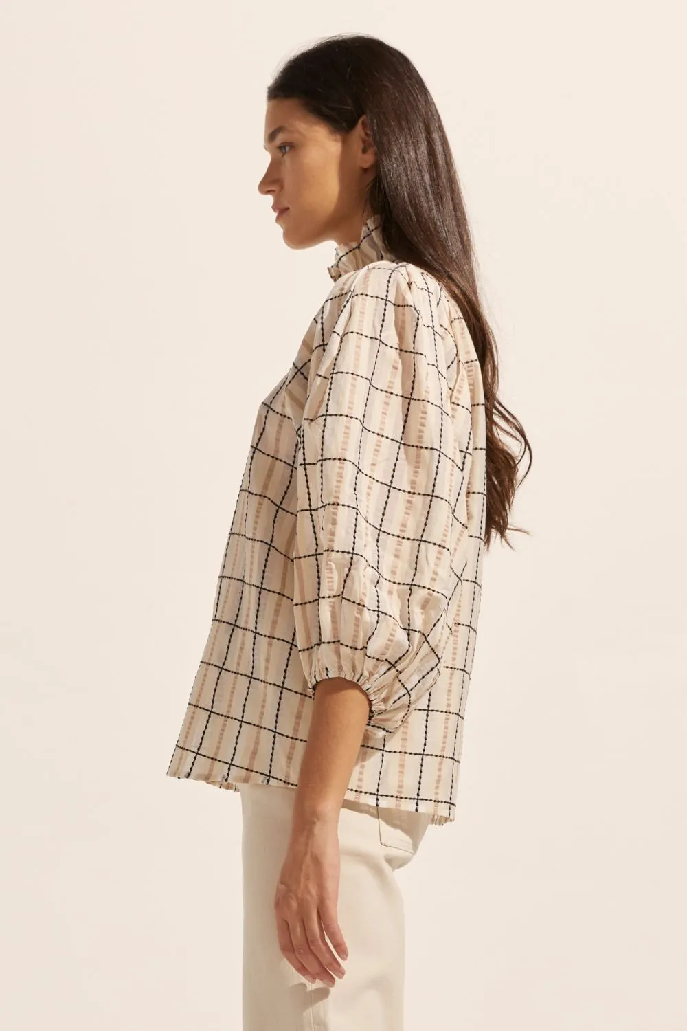 grant top - ivory check