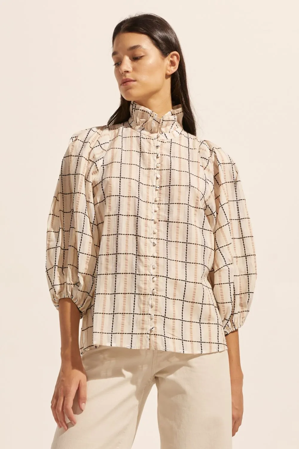 grant top - ivory check