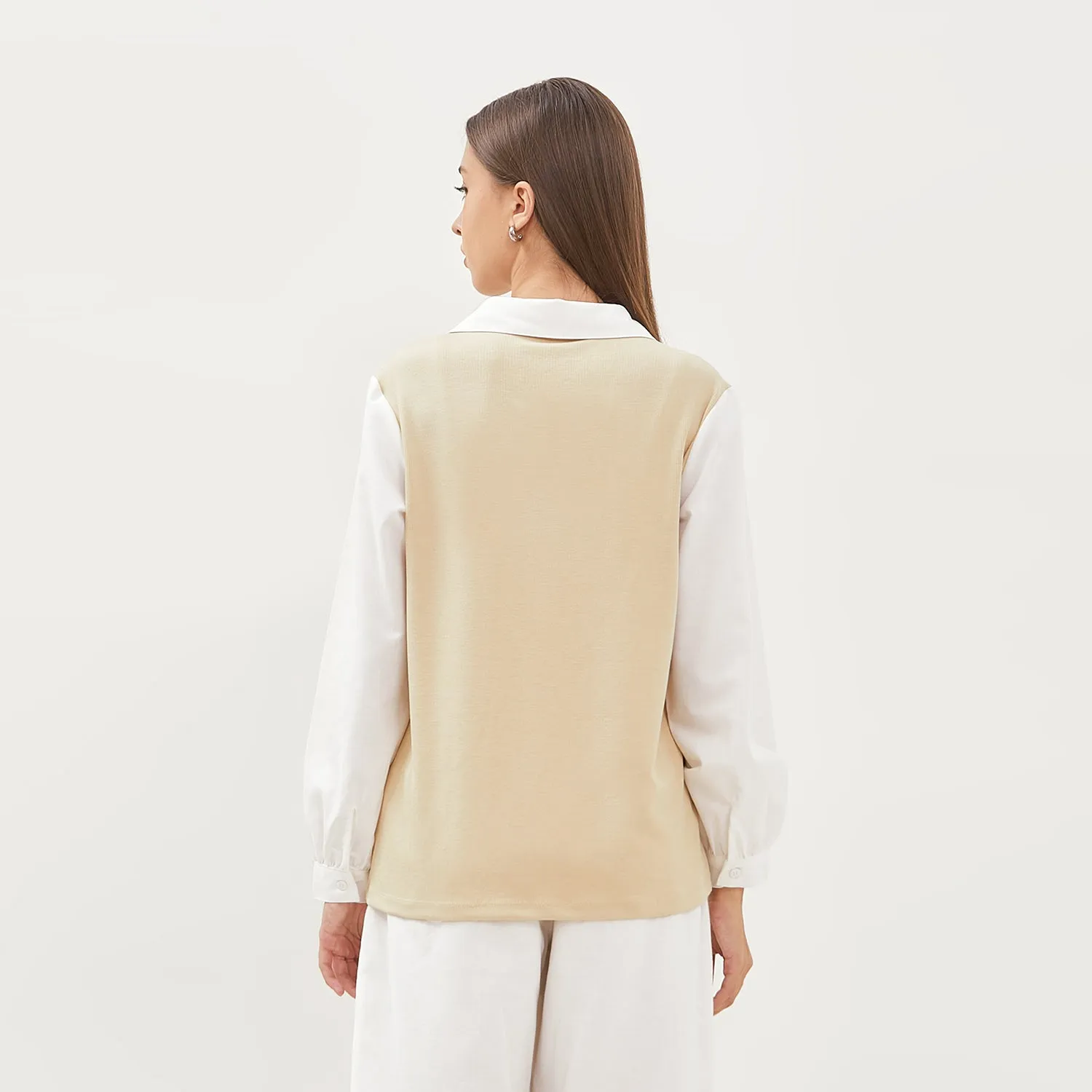 GRAPHIS Collared V-Neck Sweater Look Shirt