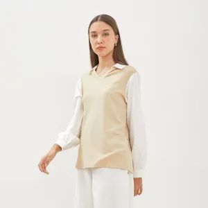 GRAPHIS Collared V-Neck Sweater Look Shirt