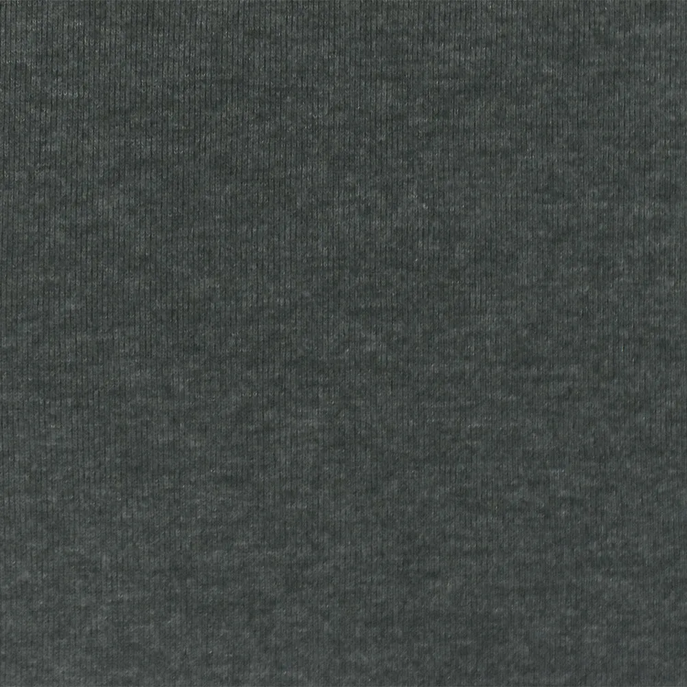 Heather Dark Gray Organic Cotton Poly Stretch Spandex Rib Knit Fabric