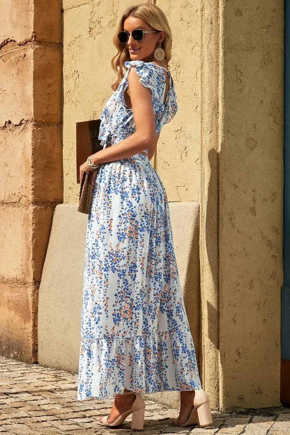 Hendrix Printed Tie Back Cropped Top and Maxi Skirt Set