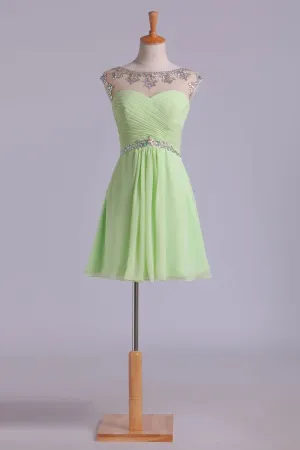 Homecoming Dresses Short Rulffled&Beaded Chiffon