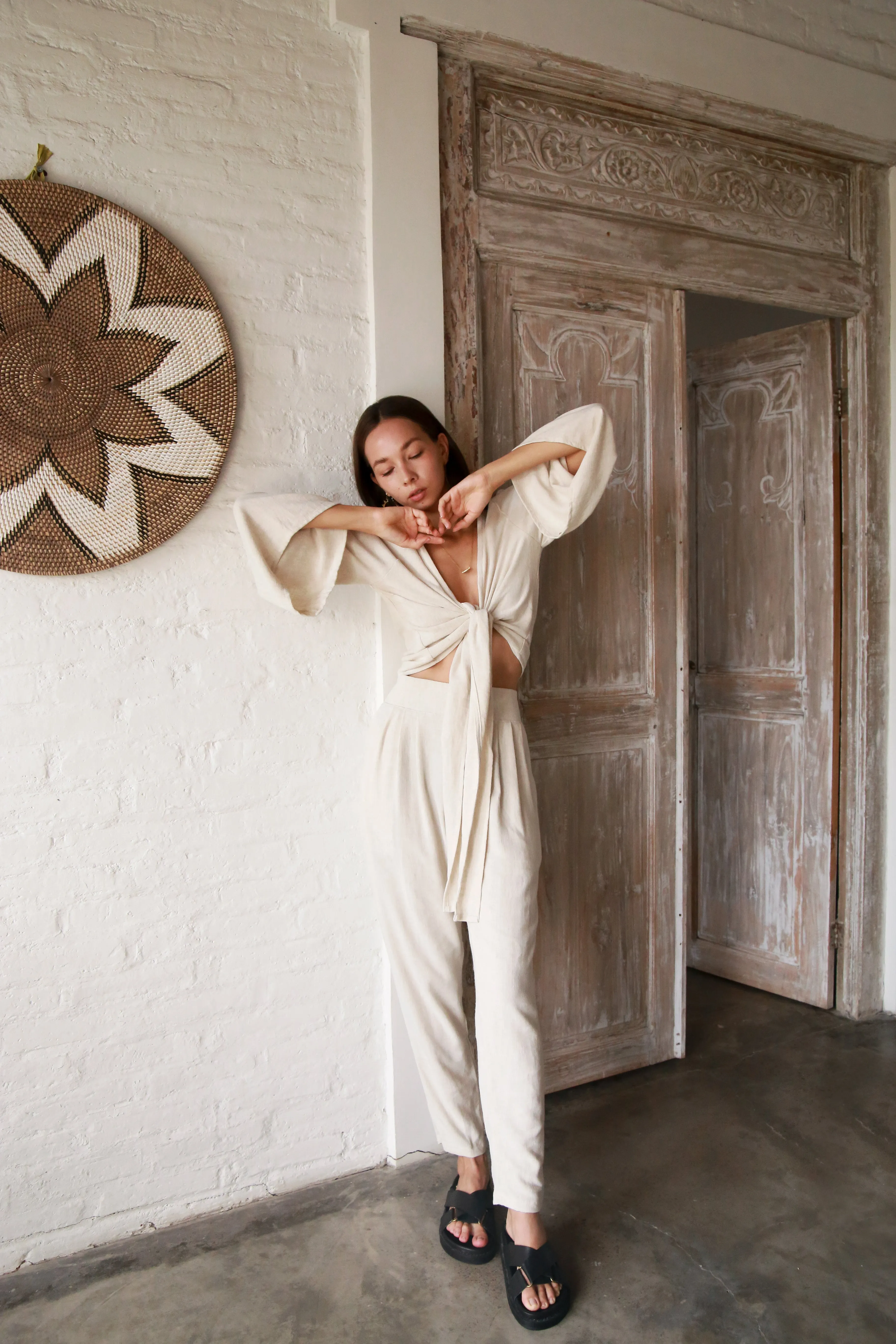 Krystle Pants - Linen Rayon Crepe