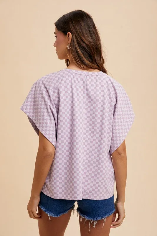 Lavender Check Short Sleeve T-Shirt