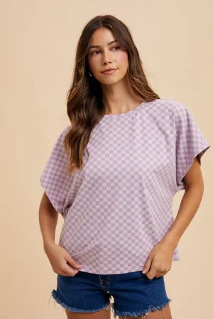 Lavender Check Short Sleeve T-Shirt