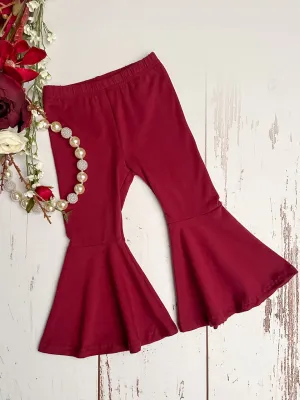 Maroon Bell Bottom Pants