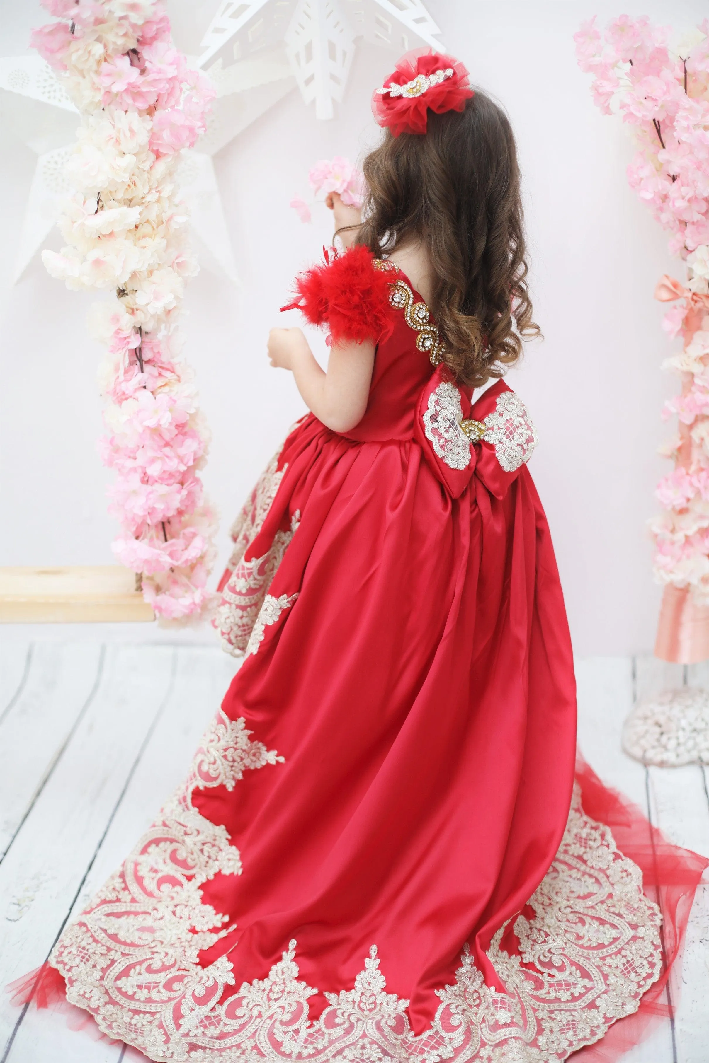 Matilda high low girl dress red