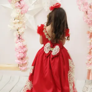 Matilda high low girl dress red