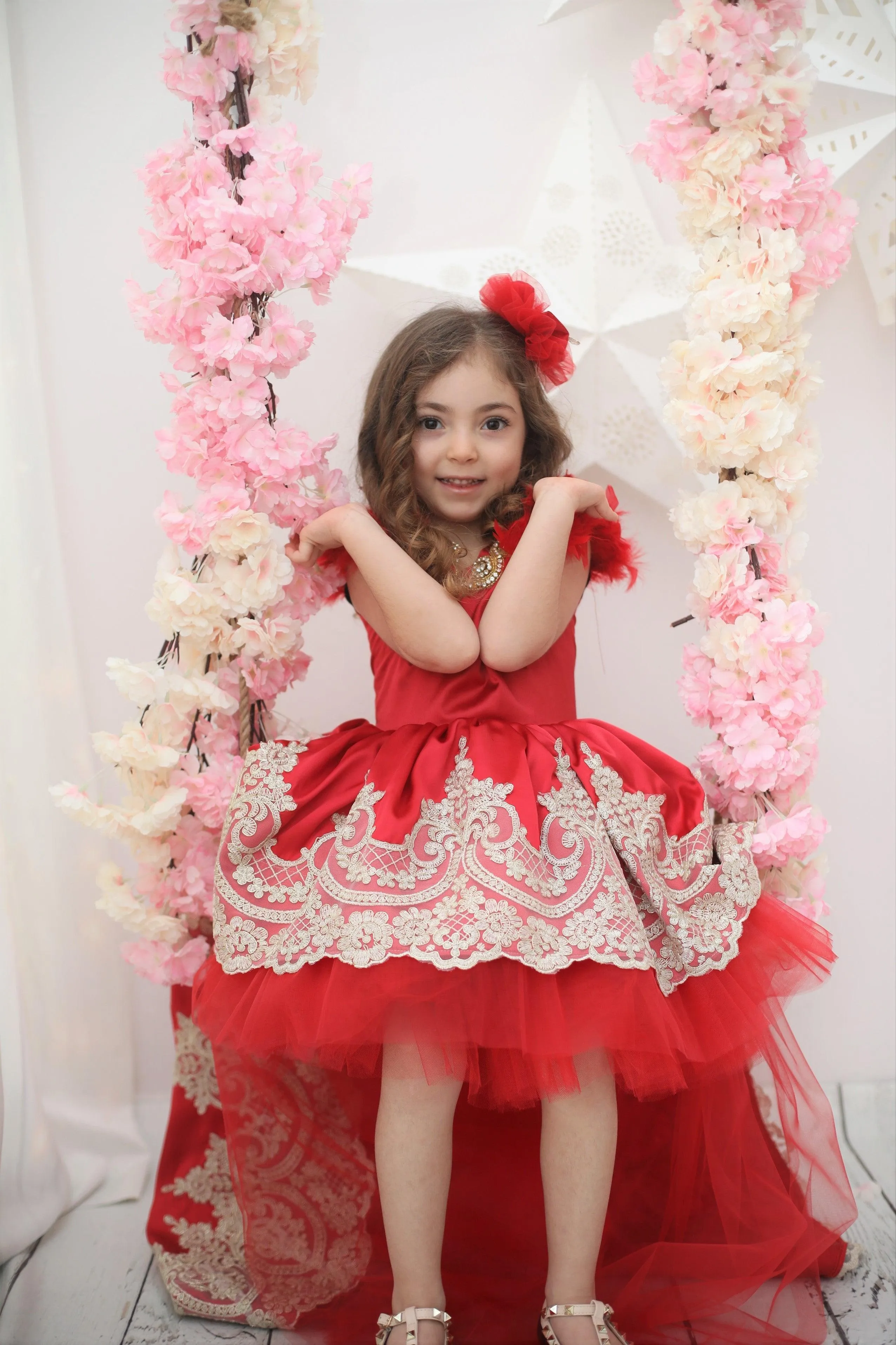 Matilda high low girl dress red
