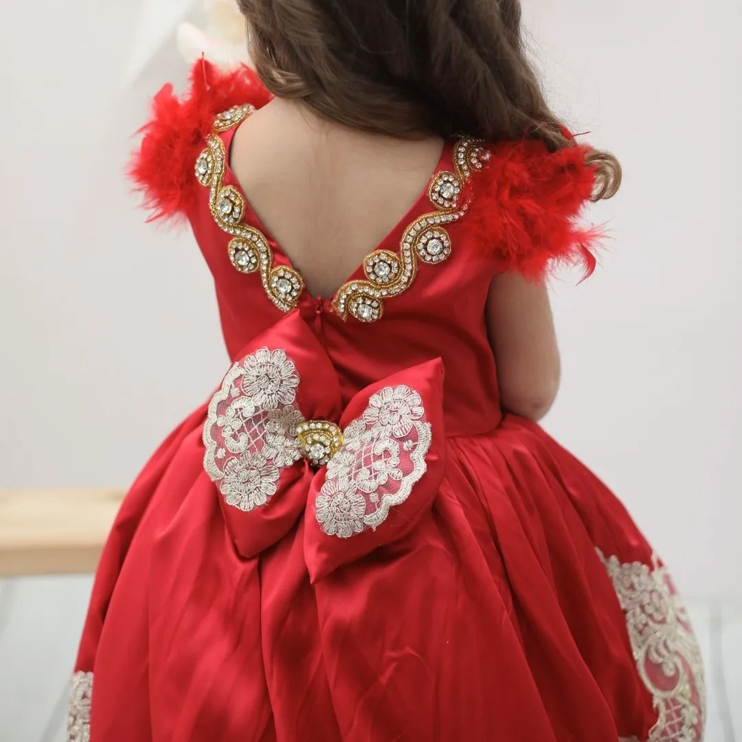 Matilda high low girl dress red