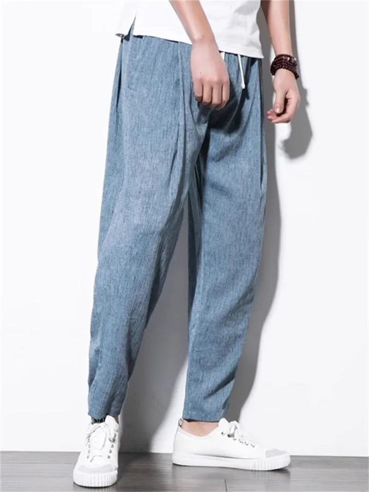 Men's Comfy Drawstring Solid Color Summer Pants