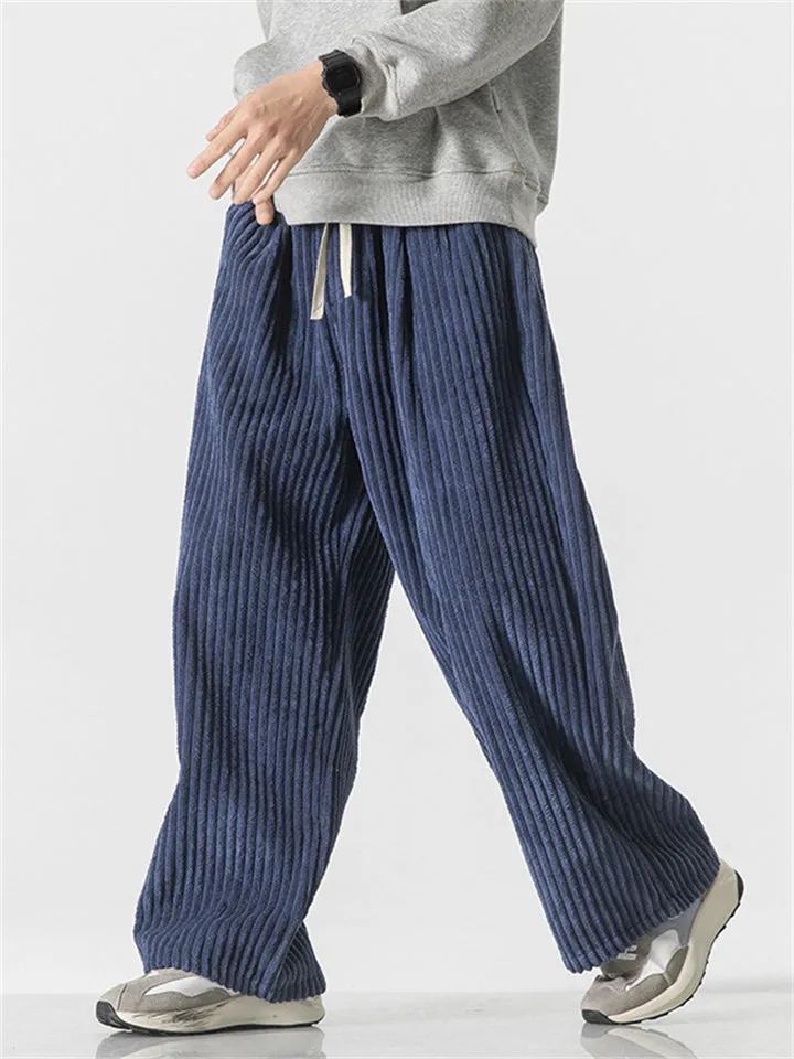 Men's Drawstring Trendy Youth Corduroy Pants