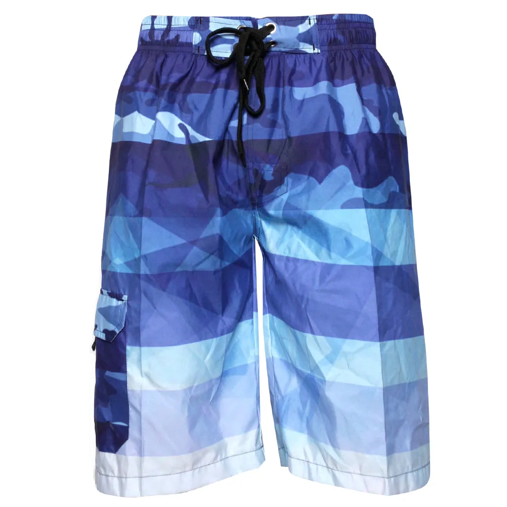 Men's Swim Shorts Trunks Surf Beach Pocket Relaxed Fit Polyester Original Deluxe