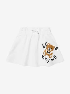 Moschino Girls Teddy Logo Skirt in White
