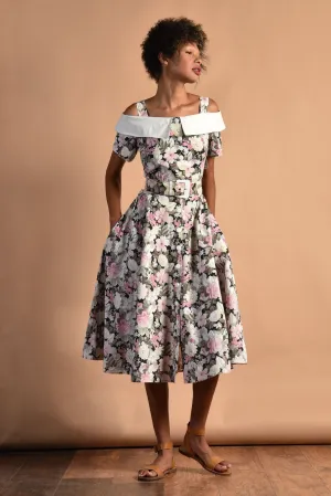 Natalya 80s Romantic Cotton Floral Dress