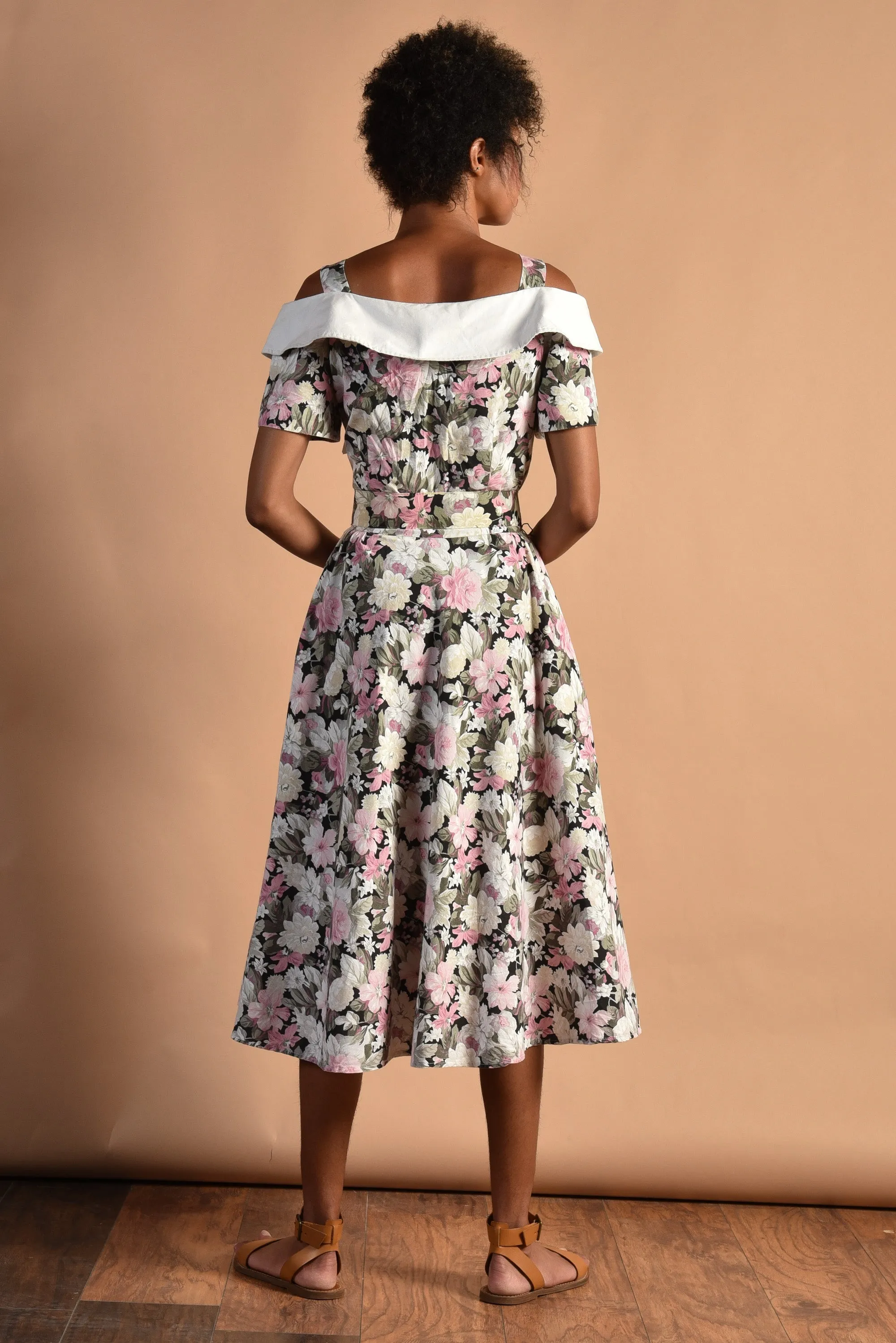 Natalya 80s Romantic Cotton Floral Dress