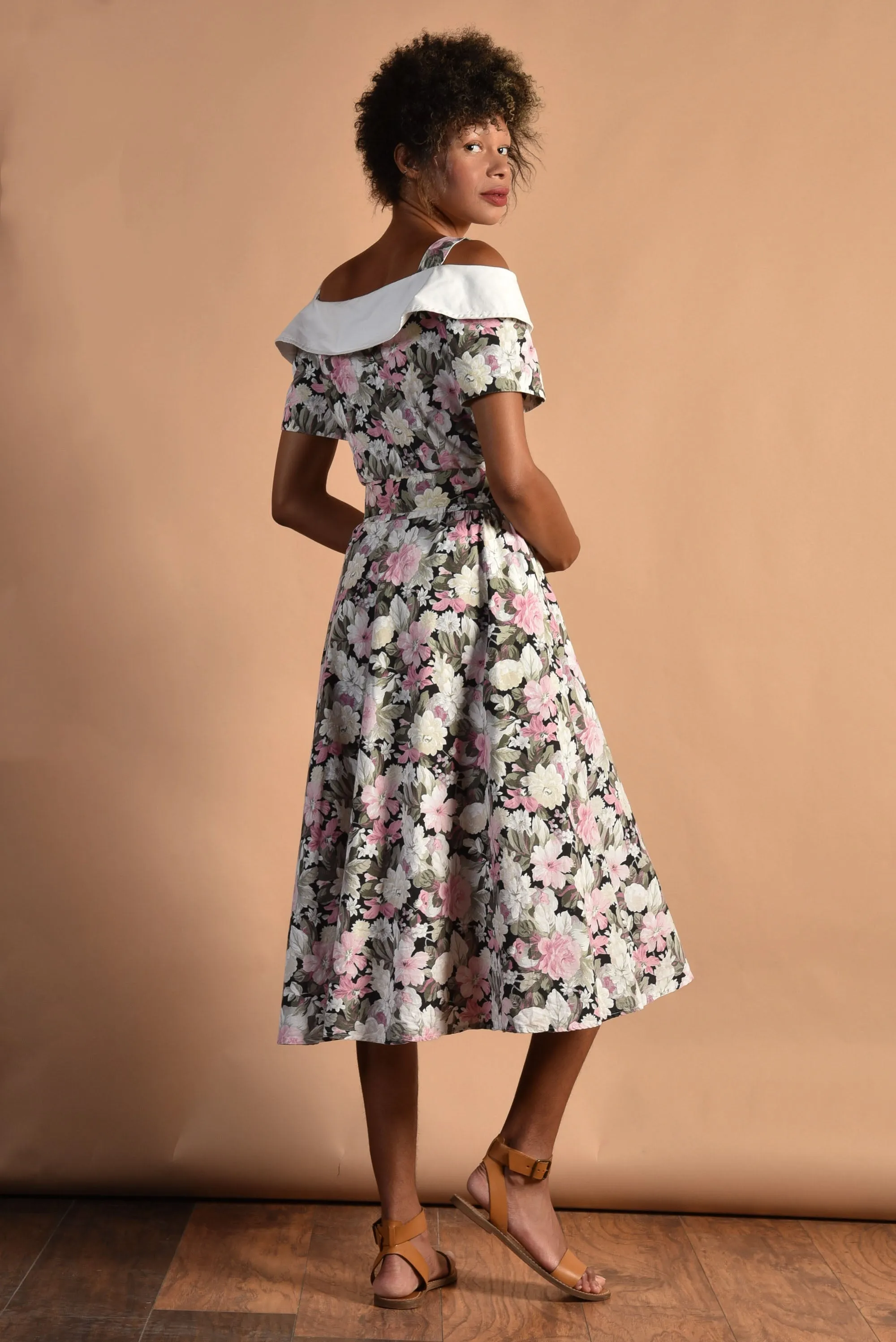 Natalya 80s Romantic Cotton Floral Dress