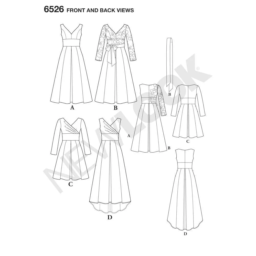 Newlook Pattern 6526 Women's Dress With Bodice Variations