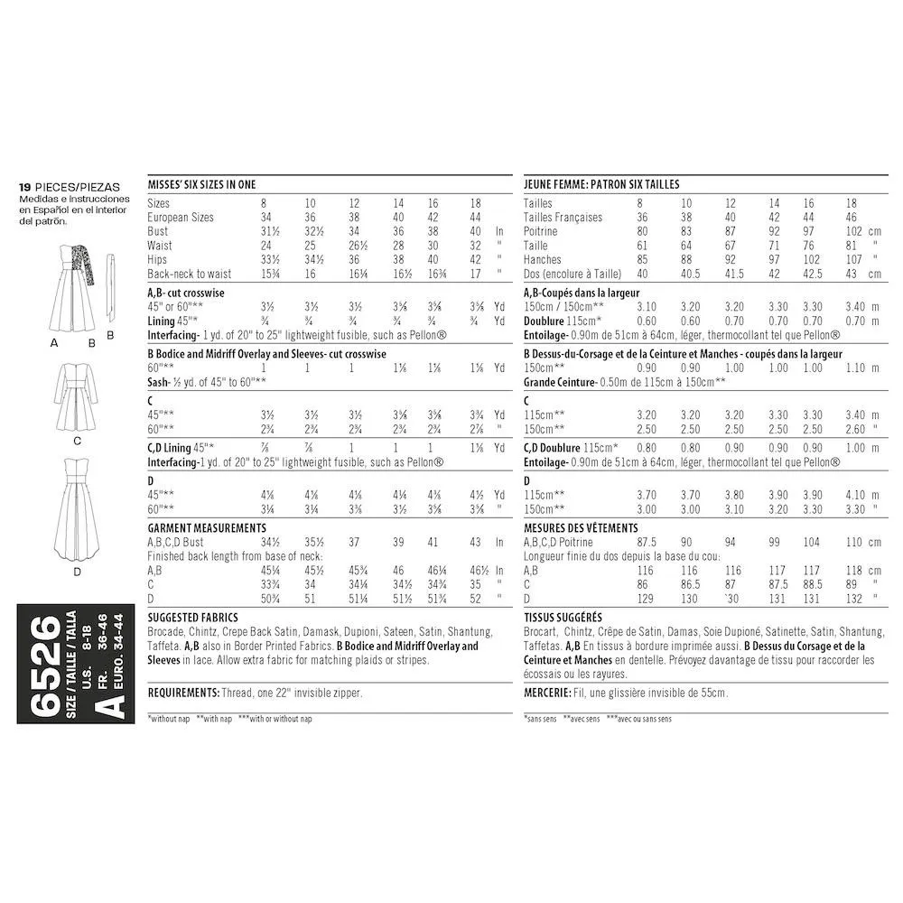 Newlook Pattern 6526 Women's Dress With Bodice Variations