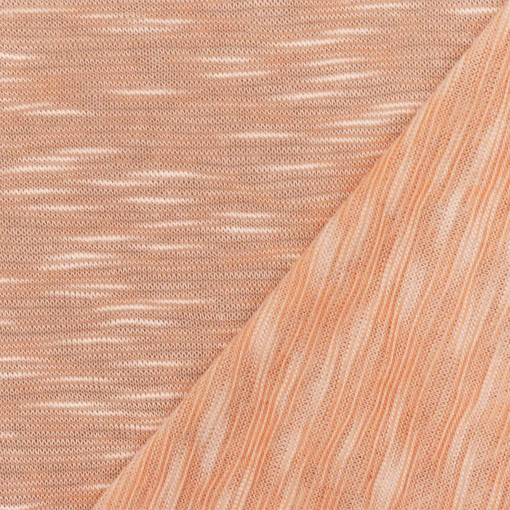 Orange-White Slub Stretch Spandex Rayon Jersey Knit Fabric