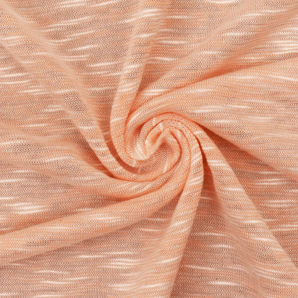 Orange-White Slub Stretch Spandex Rayon Jersey Knit Fabric