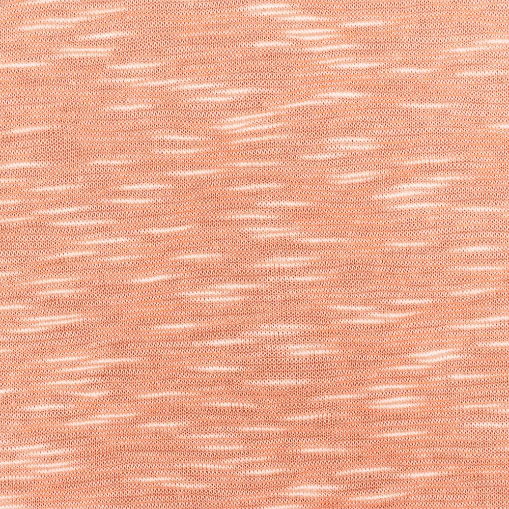 Orange-White Slub Stretch Spandex Rayon Jersey Knit Fabric