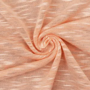 Orange-White Slub Stretch Spandex Rayon Jersey Knit Fabric
