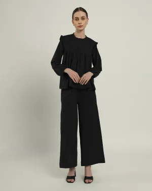 Pants Matching Set Noir Sleek Peplum Duo