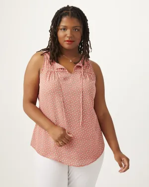 Penny Sleeveless Printed Pintucked Top | Mauve