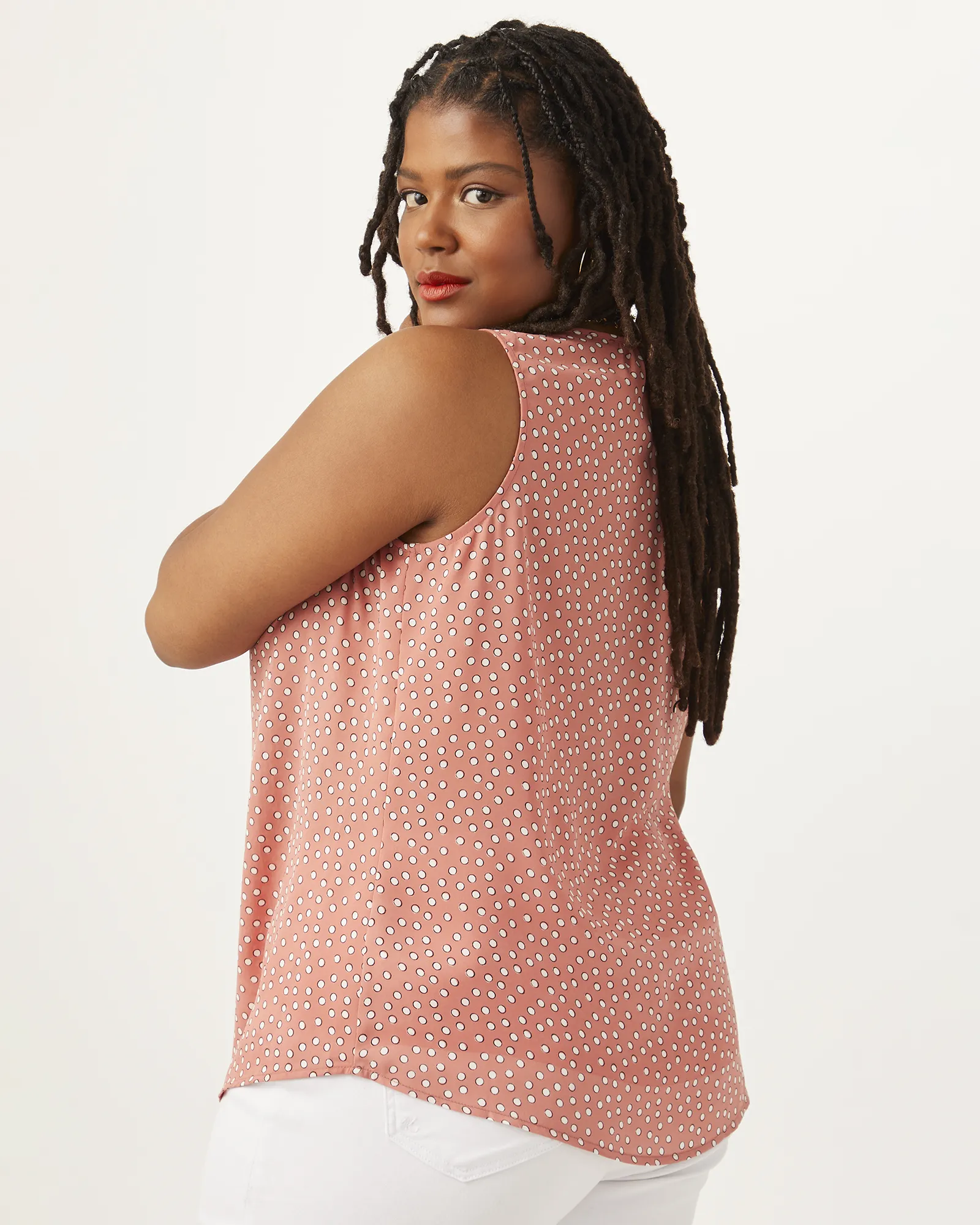 Penny Sleeveless Printed Pintucked Top | Mauve