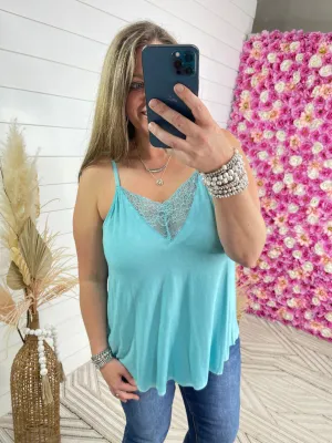 POL AQUA LACE TRIM ADJUSTABLE STRAP TANK