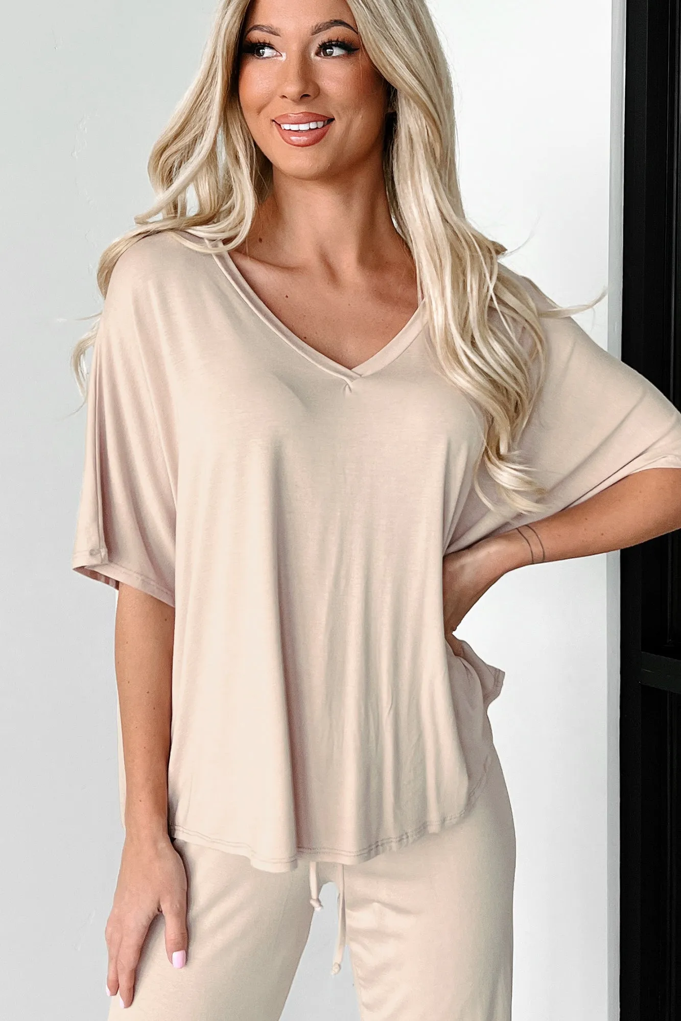 Road Trip Comfy Oversized T-Shirt & Pants Lounge Set (Taupe)