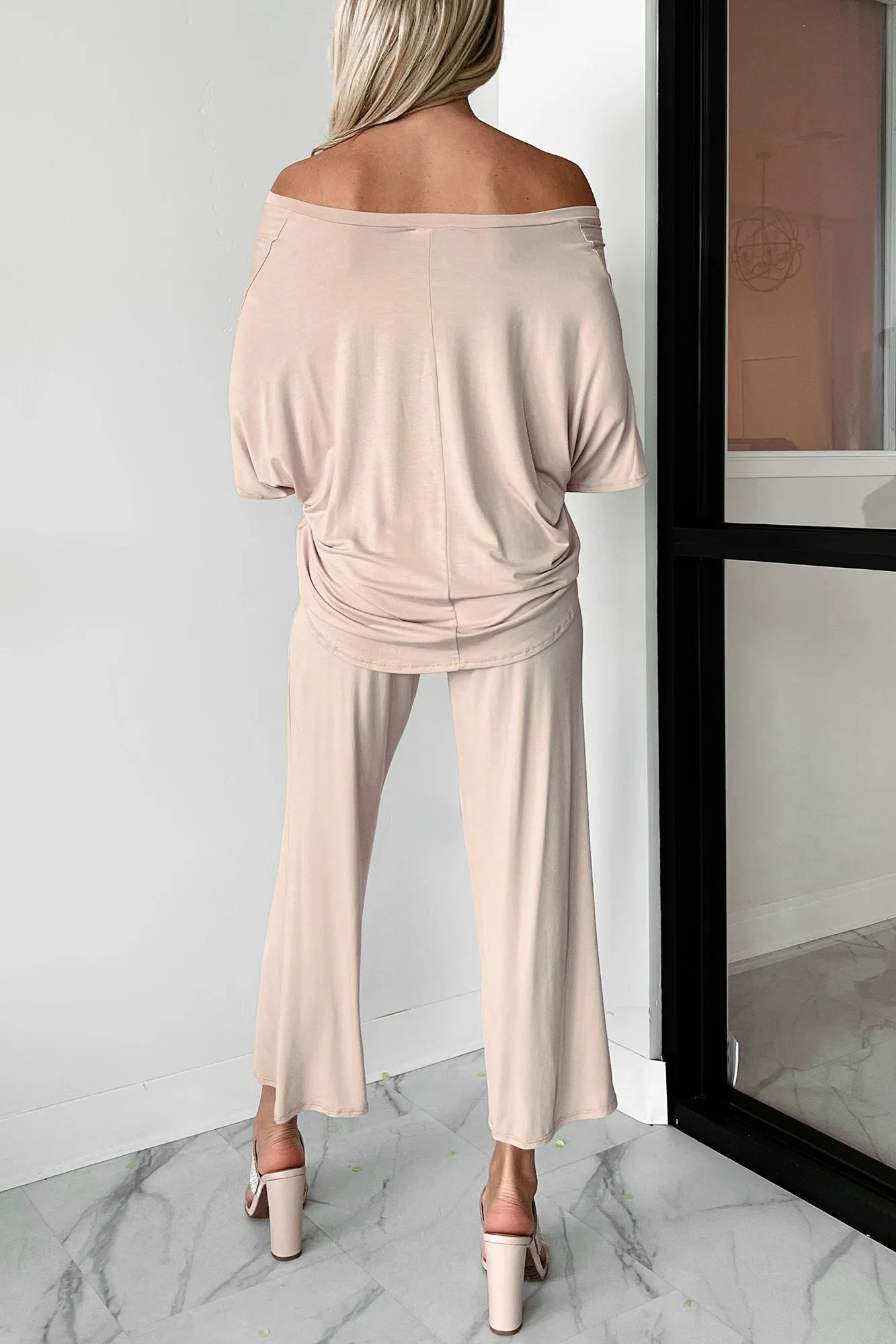 Road Trip Comfy Oversized T-Shirt & Pants Lounge Set (Taupe)