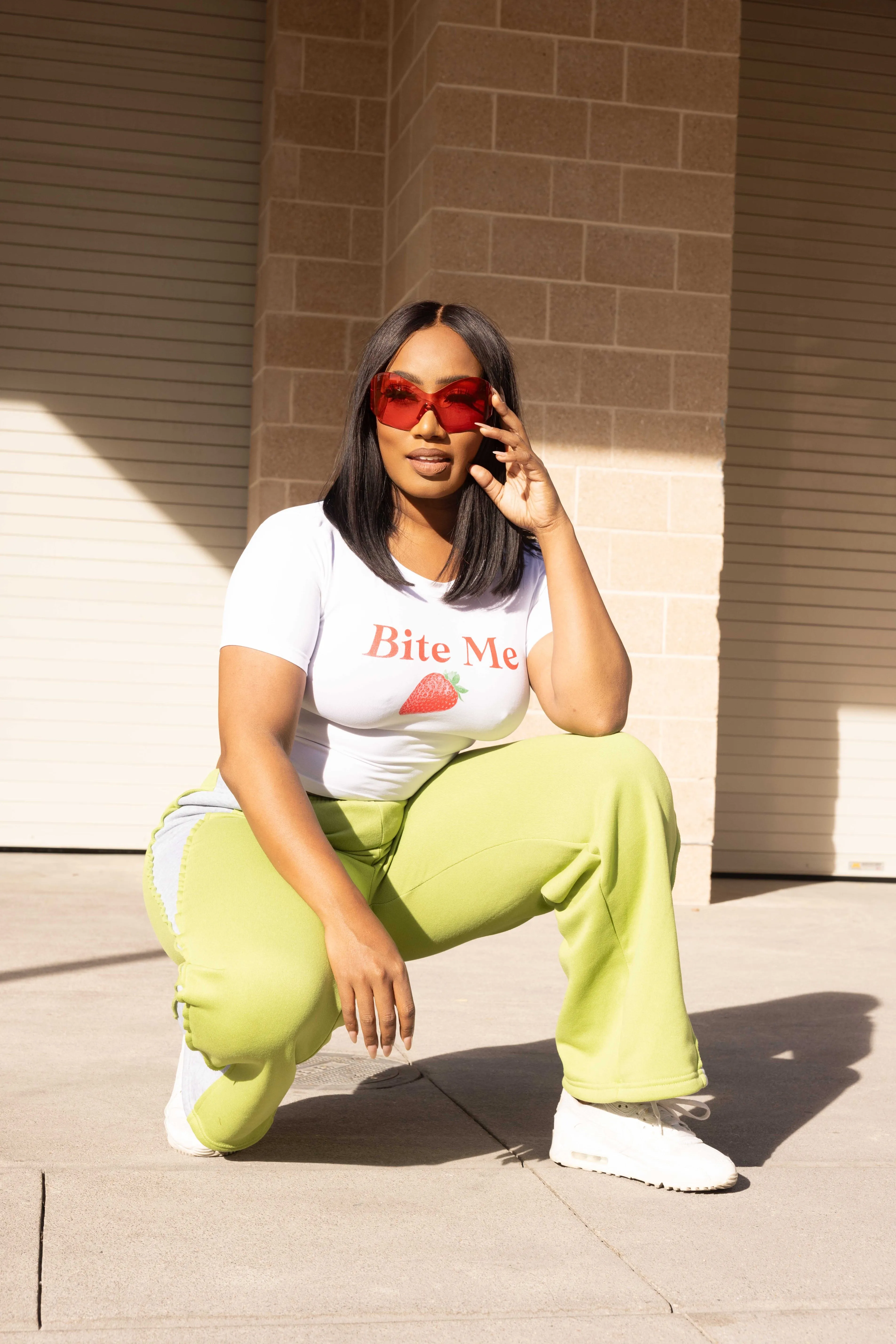 RUN THE RACE COLOR CONTRAST CASUAL PANTS- LIME/GREY