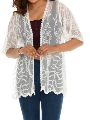 Sheer Crochet Open Cardigan