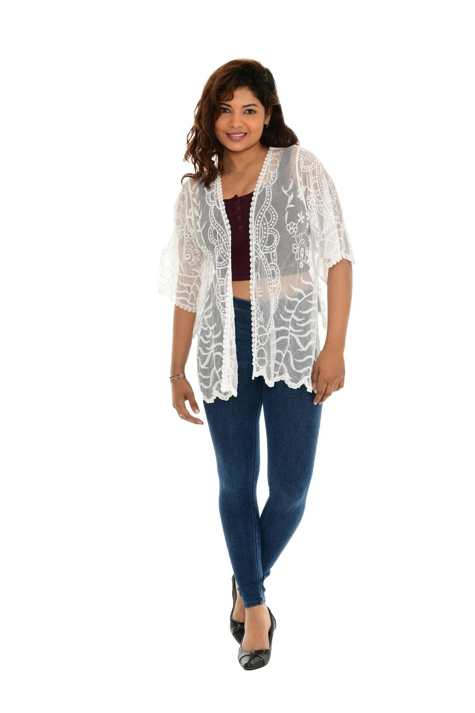 Sheer Crochet Open Cardigan