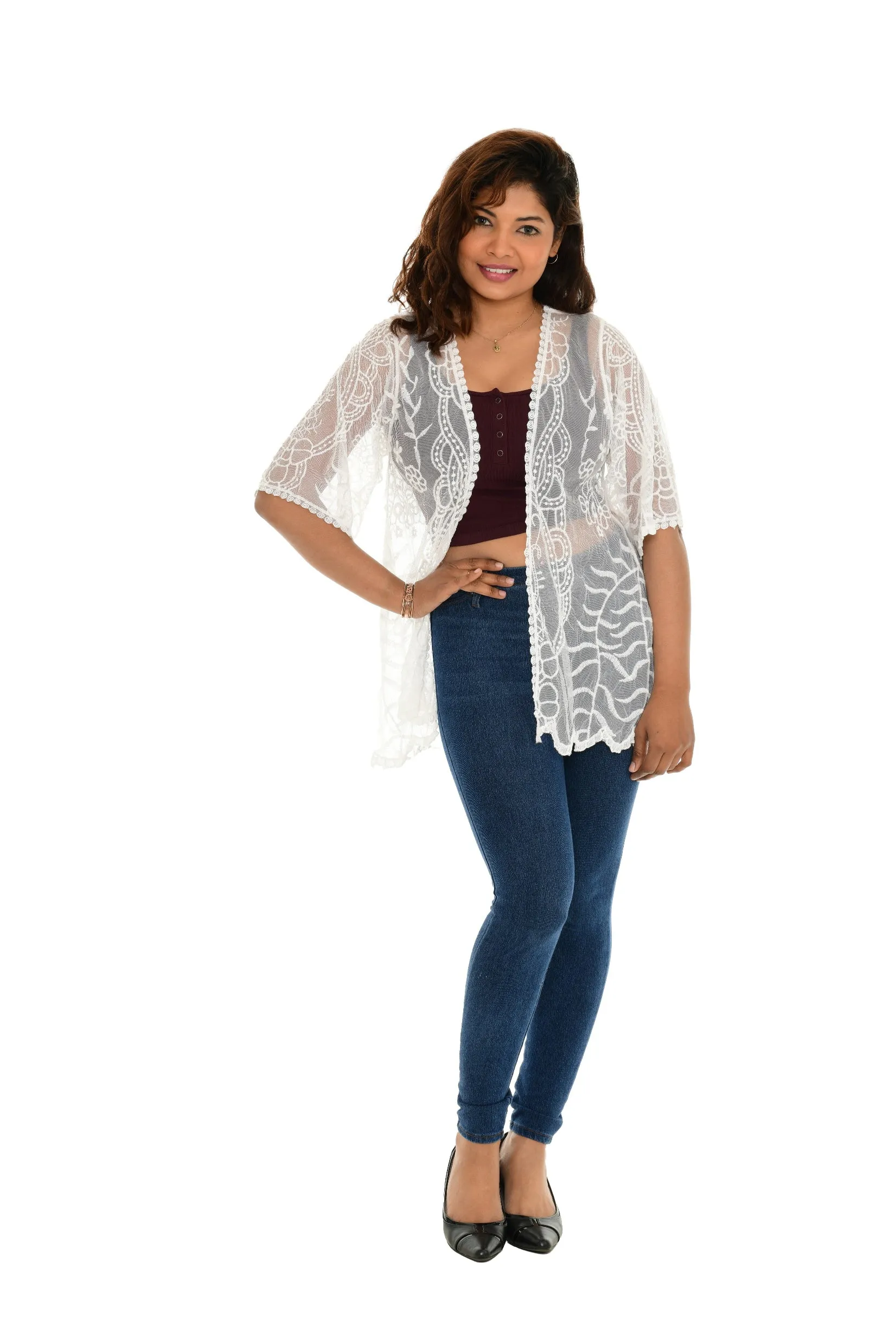 Sheer Crochet Open Cardigan