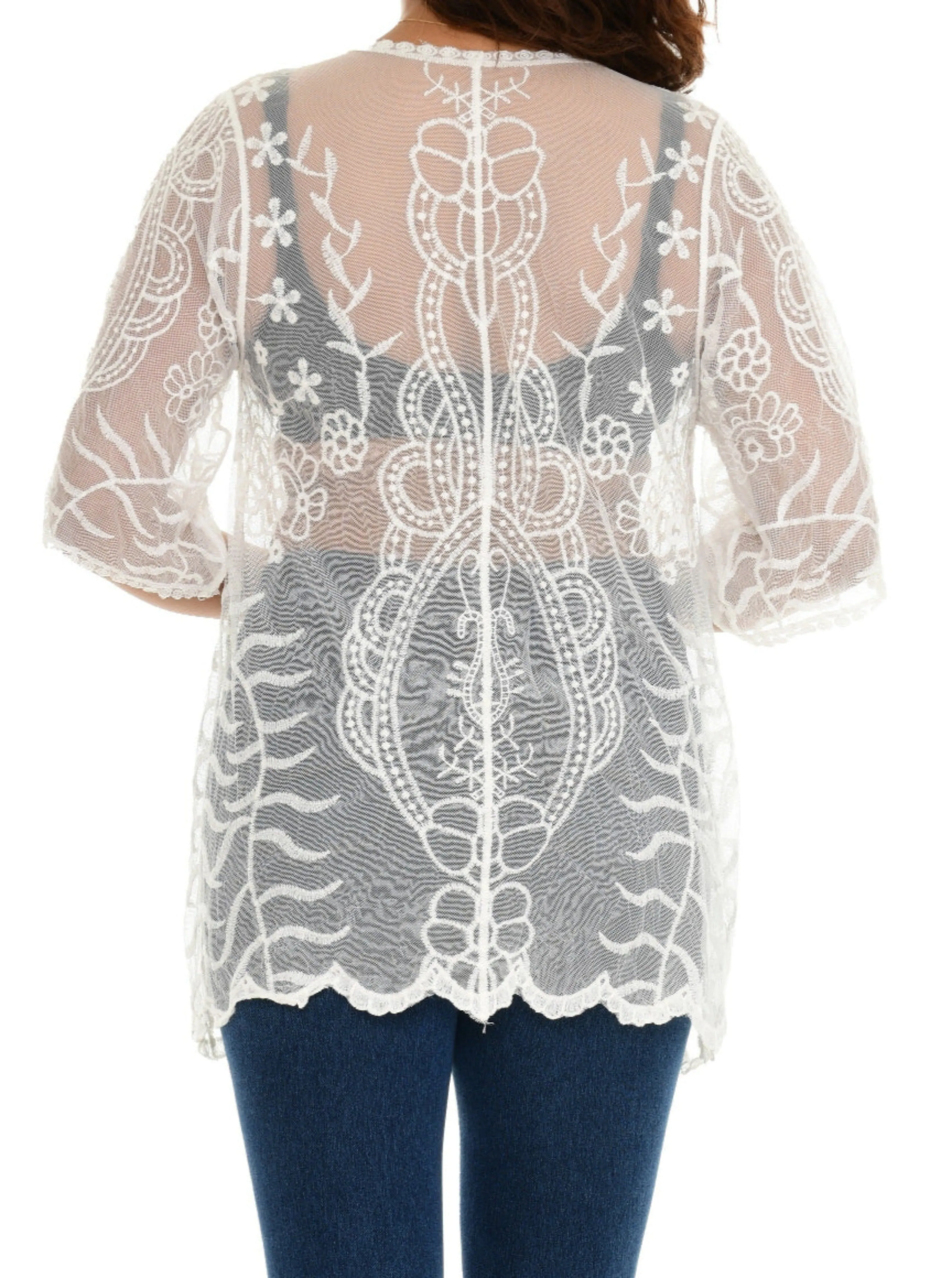 Sheer Crochet Open Cardigan