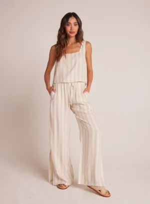 Side Slit Wide Leg Pant - Playa Sand Stripe