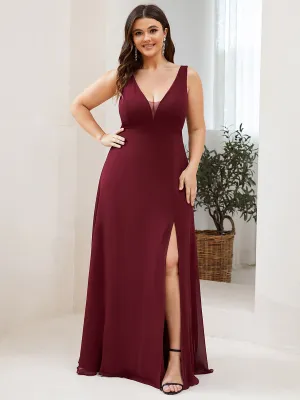 Straight Sleeveless Wholesale Bridesmaid Dresses with Deep V-Neck ES80027