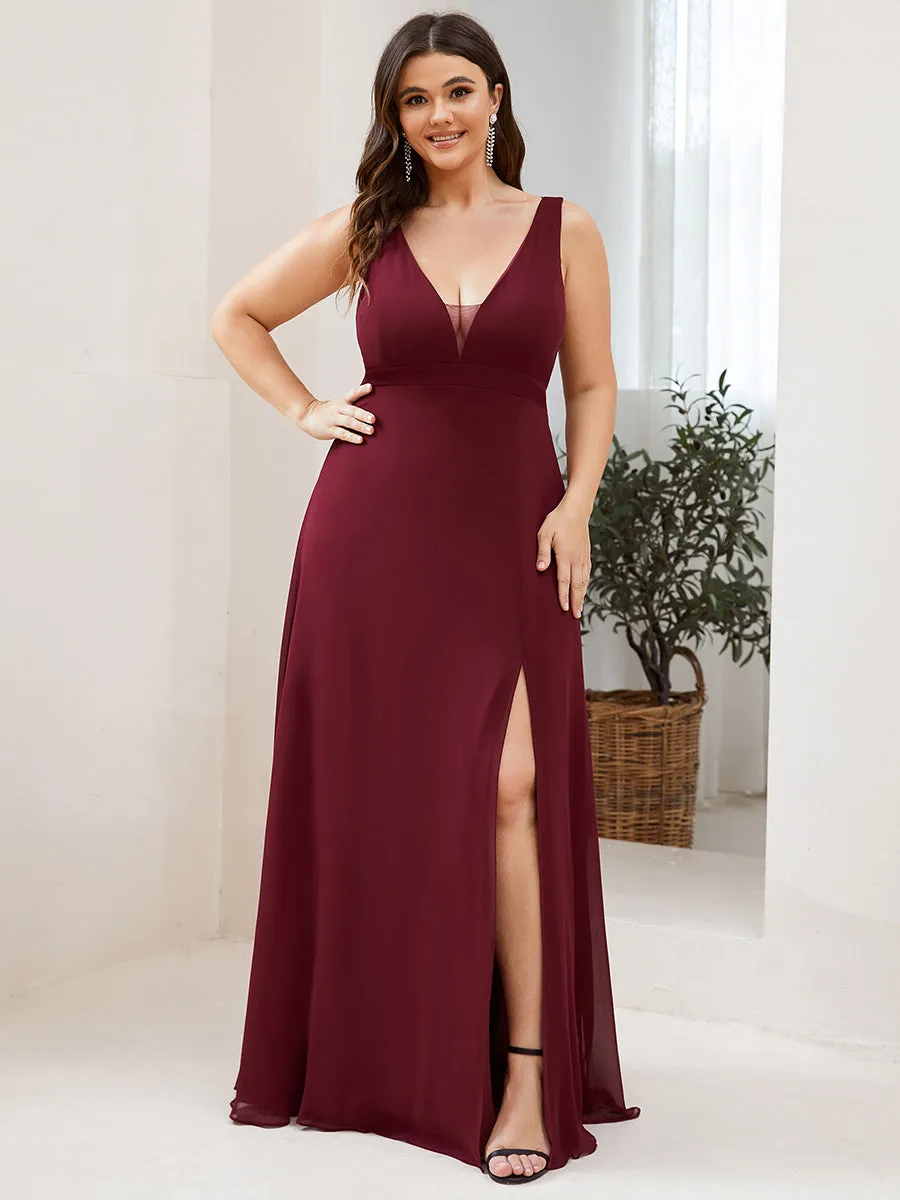 Straight Sleeveless Wholesale Bridesmaid Dresses with Deep V-Neck ES80027